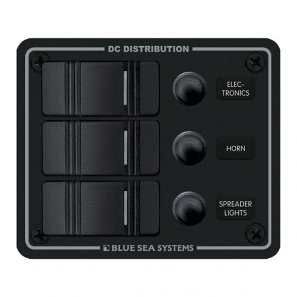 Blue Sea 3- Position IP66 waterproof vertical C/B panel Black